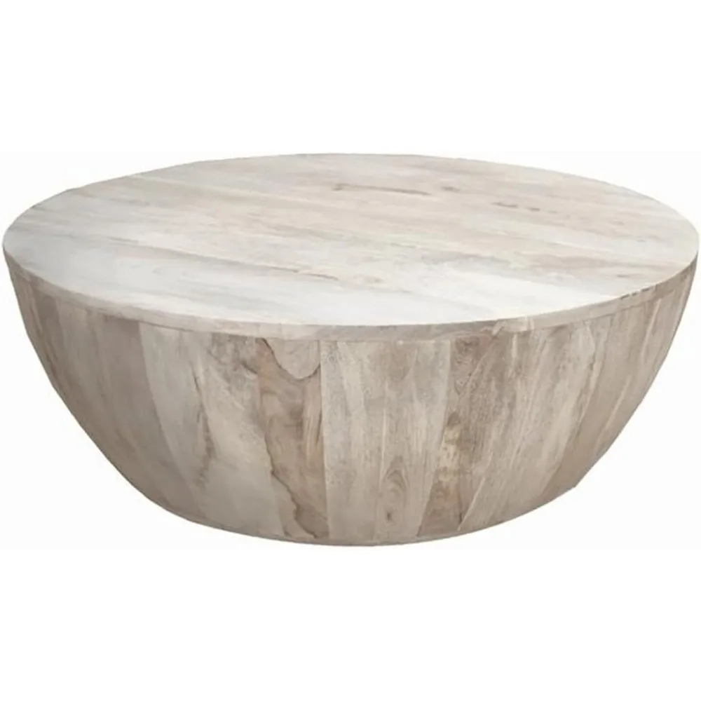 

Vintage Vogue 36 Inch Round Mango Wood Coffee Table, Subtle Grains