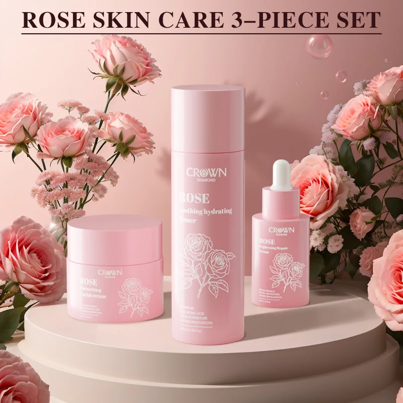 Rose Niacinamide Hyaluronic Acid Facial Care Set Whitening Anti-aging Cream Moisturizing Serum Face Tonering Skin Care Set