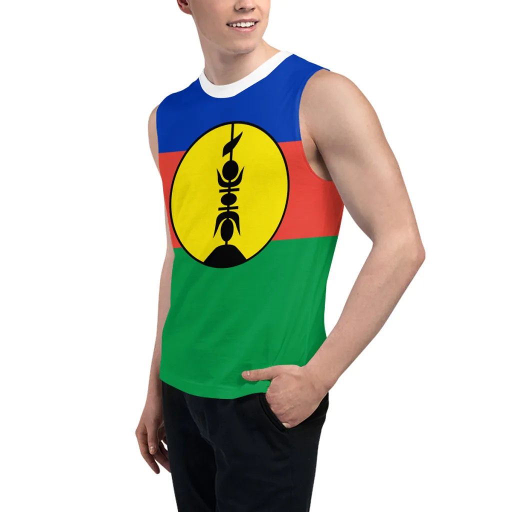 Sleeveless T-shirt New Caledonia Flag 3D Men's Boys Tshirt Gyms Tank Tops Fitness Joggers Basketball Training Vest