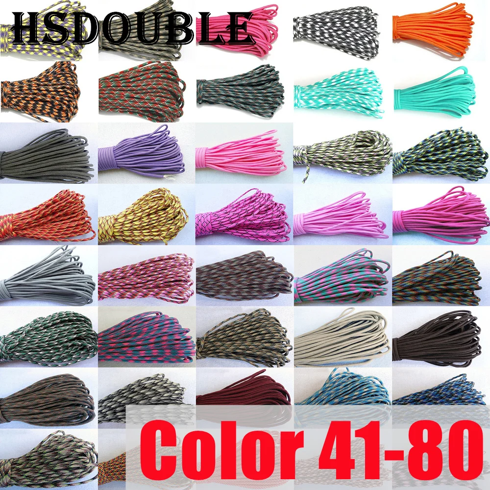 1pc 100FT 550 Paracord Parachute Cord Lanyard Mil Spec Type III 7 Strand Core For Climbing Camping Buckles Bracelet 41-80