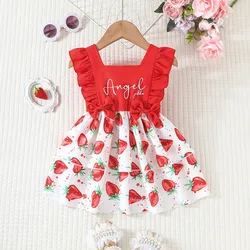 Dress For Kids 6-36 Months Cute Strawberry Sleeveless Princess Summer Formal Dresses Ootd For Newborn Baby Girl