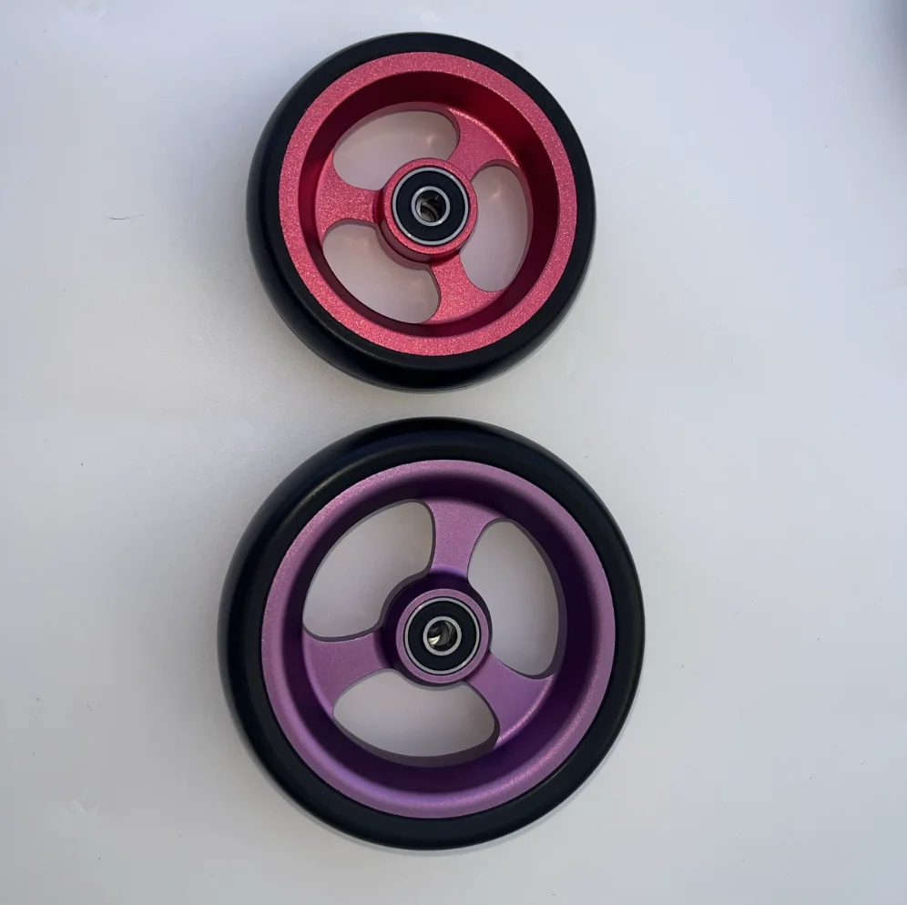 4/5 inch wheelchair small wheel sports wheelchair front wheel wheelchair, high quality aluminum alloy wheel PU solid tire