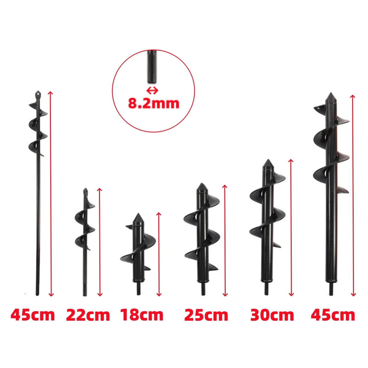 18~45cm Length Digging Spiral Drill Bit 8.2mm Interface Planting Hole Dig Tool Garden Agriculture Orchard Loose Soil Drill Bit