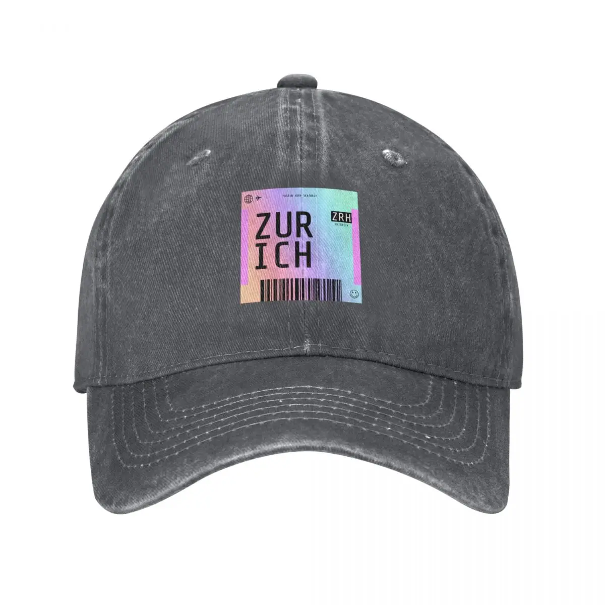 Zurich Boarding Pass ZRH Rainbow Gradient Baseball Cap Mountaineering Luxury Brand Hat Luxury Brand Elegant Women's Hats Men's