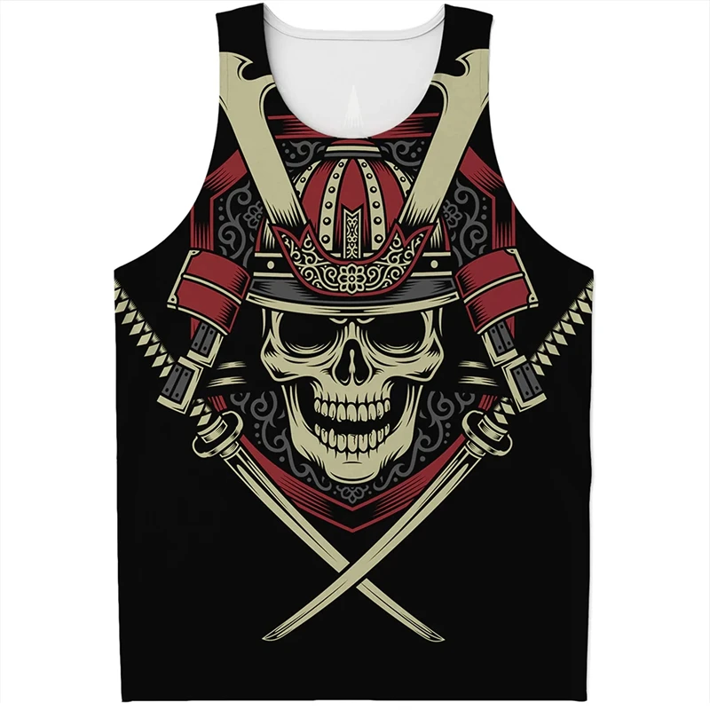 

Newest Fashion Samurai Print Men's Tank Top Casual Hip Hop Pattern Streetwear Japanese Style Fitness Tops Tees Sleeveless Vest