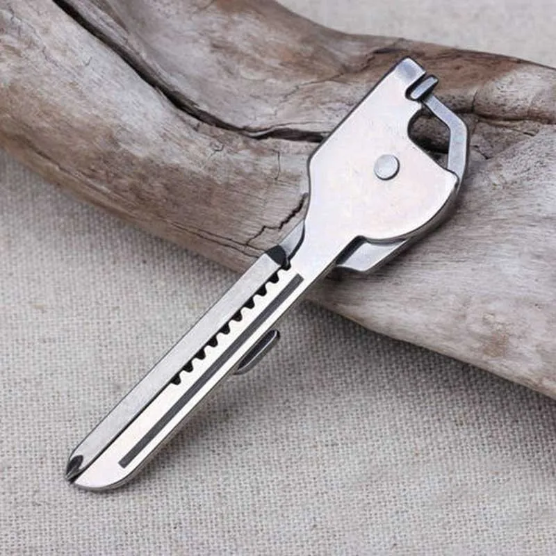 1PC EDC Multi Tool 6 in 1 Stainless Steel Utili-Key Key Ring Chain Pendant Pocket Cutter Mini knife unboxing knife Screwdriver