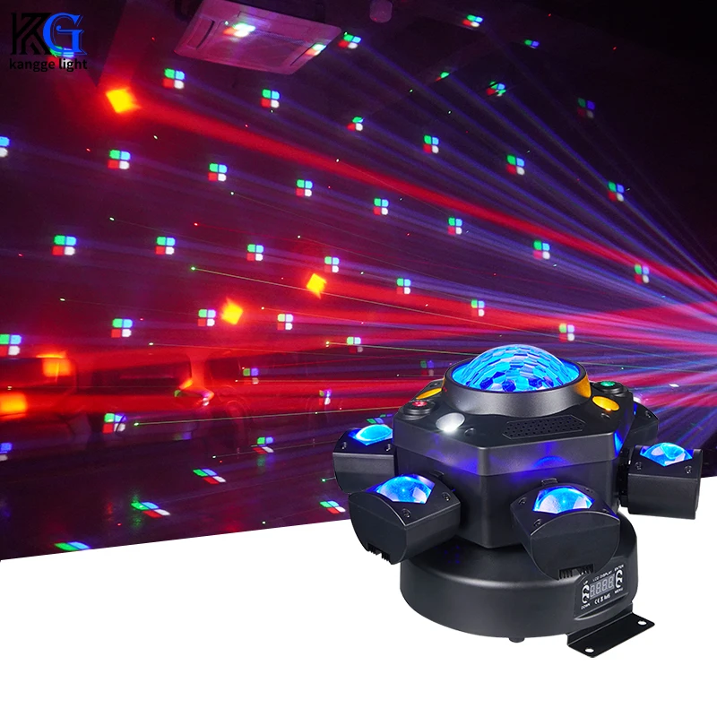 

RGBW Kaleidoscope Six-Arm Mini Magic Ball Laser Light KTV 120W 6 Head Laser Effect DMX Moving Head Laser Lights for Party Bar