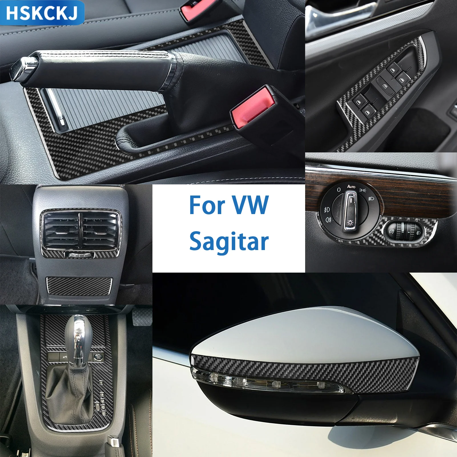 

For Volkswagen VW Sagitar 2012—2018 Car Accessories Carbon Fiber Headlight Mirror Door Panel Trim Sticker Interior Modification