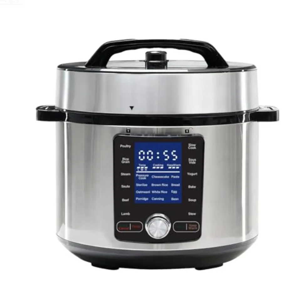 

8-Quart Whisper Quiet 9-in-1 Electric Pressure Cooker with App and Over 800 Recipes Stainless Steel Black Multi-functional Cook
