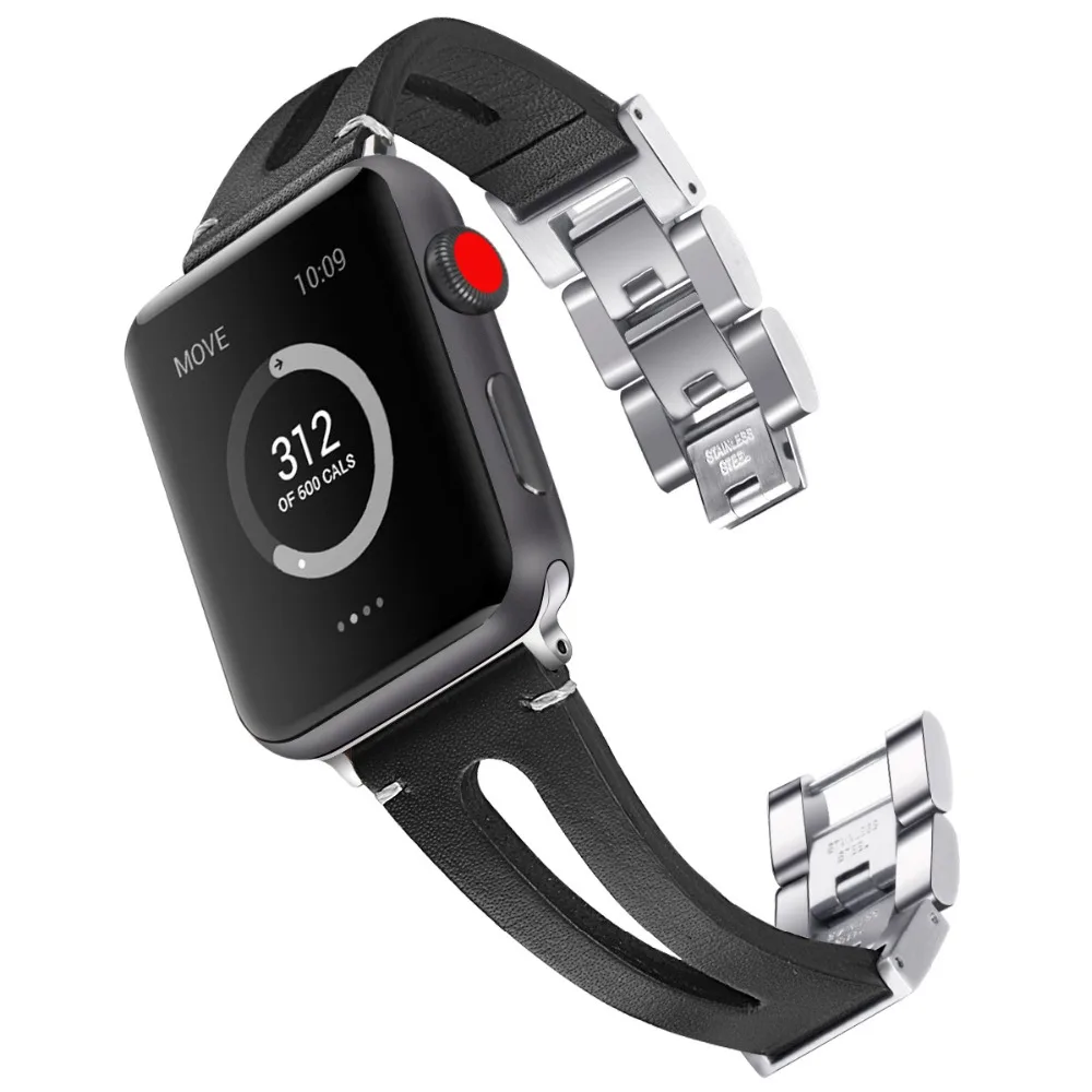 

Genuine leather strap For Apple watch band 44mm/40mm 42mm/38mm Metal buckle belt correas bracelet iWatch series 3 4 5 se 6 band
