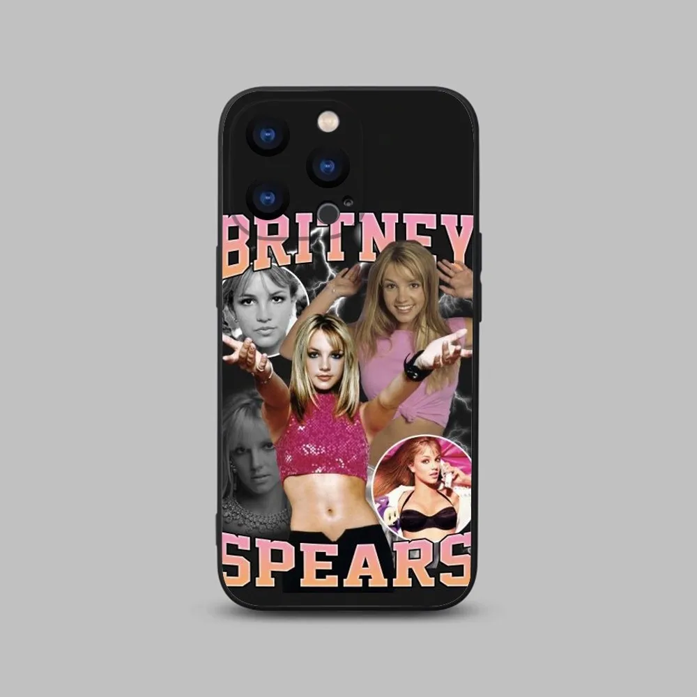 Britney Spears Singer Phone Case For iPhone 15,14,13,12,11 Plus,Pro,Max,XR,XS,X,7,8 Plus,SE,Mini Black Silicone Soft