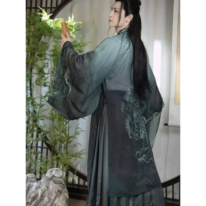 Оригинальное китайское традиционное мужское платье Hanfu Kirin с принтом Hanfu в китайском стиле Hanfu, 3 комплекта