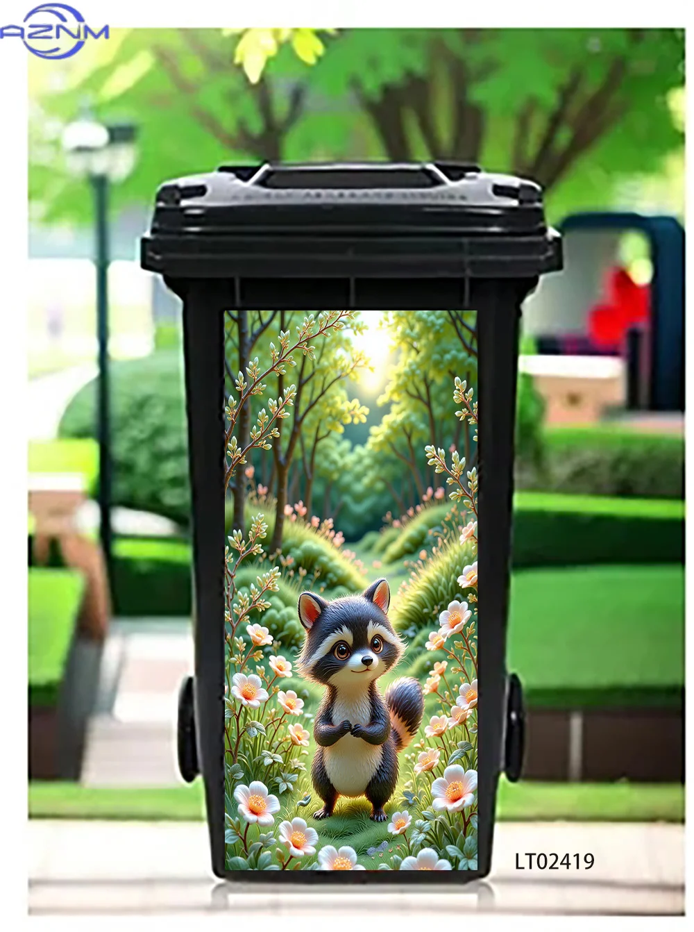 Fantasy Glowing Fox Trash Can Sticker, Magical Wildlife Design Waterproof Removable Outdoor Garbage Bin Mural Decor