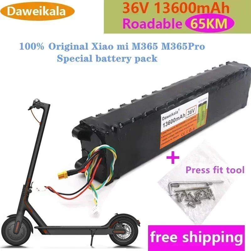 

DAWEIKLAL,Batterie spéciale pour M356 Pro,d'origine, 36V, 13,6 Ah, 13600mAh, 65km d'autonomie, outil souhaits Fit