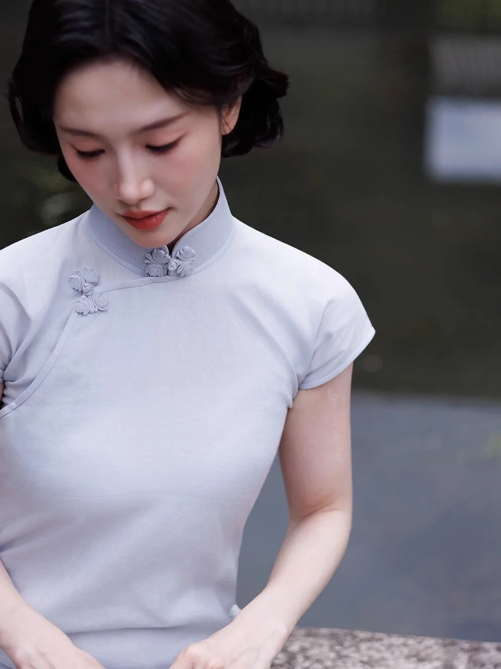 

Синее длинное ципао Mis Blue с одной пуговицей, однотонное, в стиле сари, для женщин, винтажное, однотонное, летнее, 2025 год