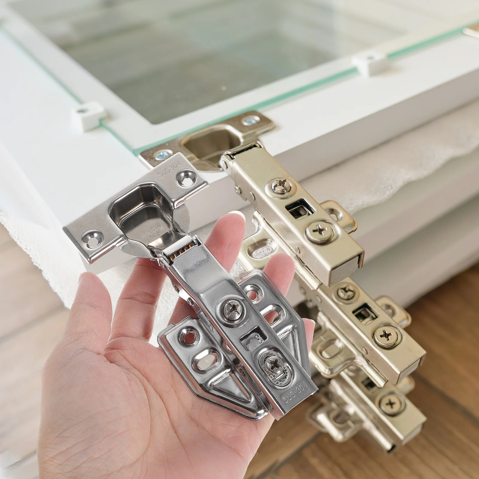 

Stainless Steel Hidden Hinge Concealed Cabinet Hinge For Kitchen Bathroom Balcony Soft Close Door Mounting Hardware