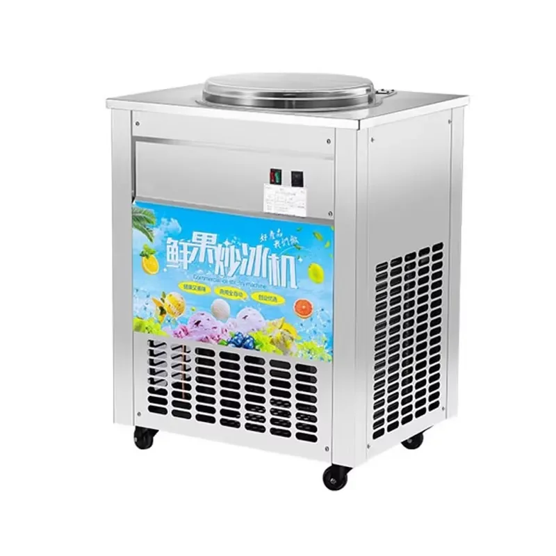 Automatic Stall Ice Frying Machine Commercial Single Pot Yogurt Fruit Juice Fried Ice Porridge Fried Ice Cream Machine