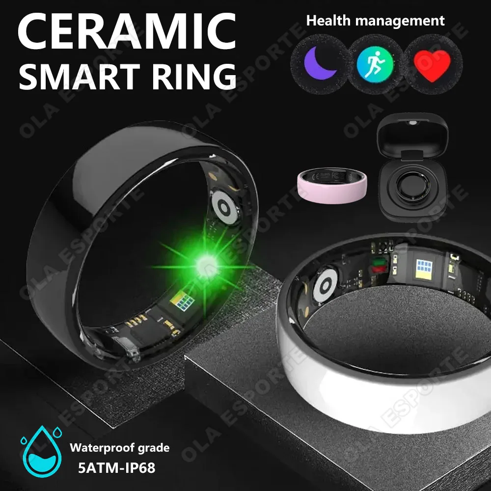 2026 New Ceramic Smart Ring Vibration Reminder Calls & Health Alert & Information Notice Sleep Health Monitor Ring For Men Women
