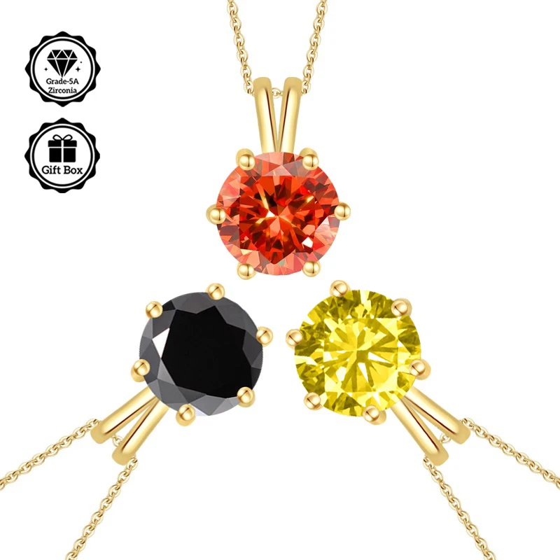 

LAMVOICE Jewelry for women, 2 carat zirconia necklace for women, hypoallergenic necklace, Christmas gift for her, with gift box