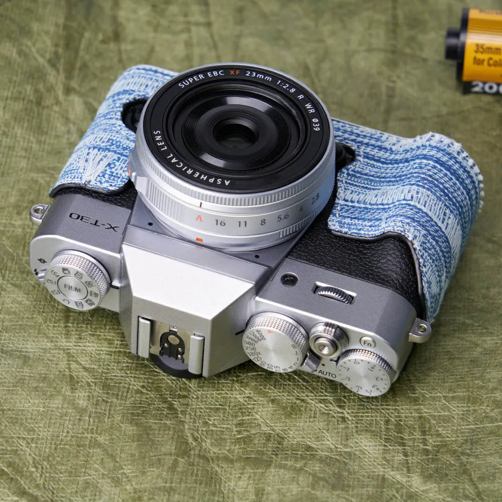 XT30III Handmade Camera Bag with Metal Base Vintage Denim Material Bag For Fujifilm Fuji X-T30 X-T30II X-T30III Protective Case