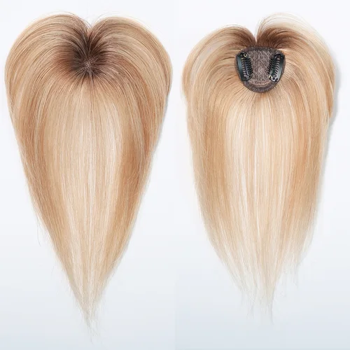 Imagen 2 del producto Clip de cabello humano Rubio marrón ombré de 10 pulgadas en flequillo postizo en forma de corazón flequillo fino para mujeres extensiones de cabello humano 100%