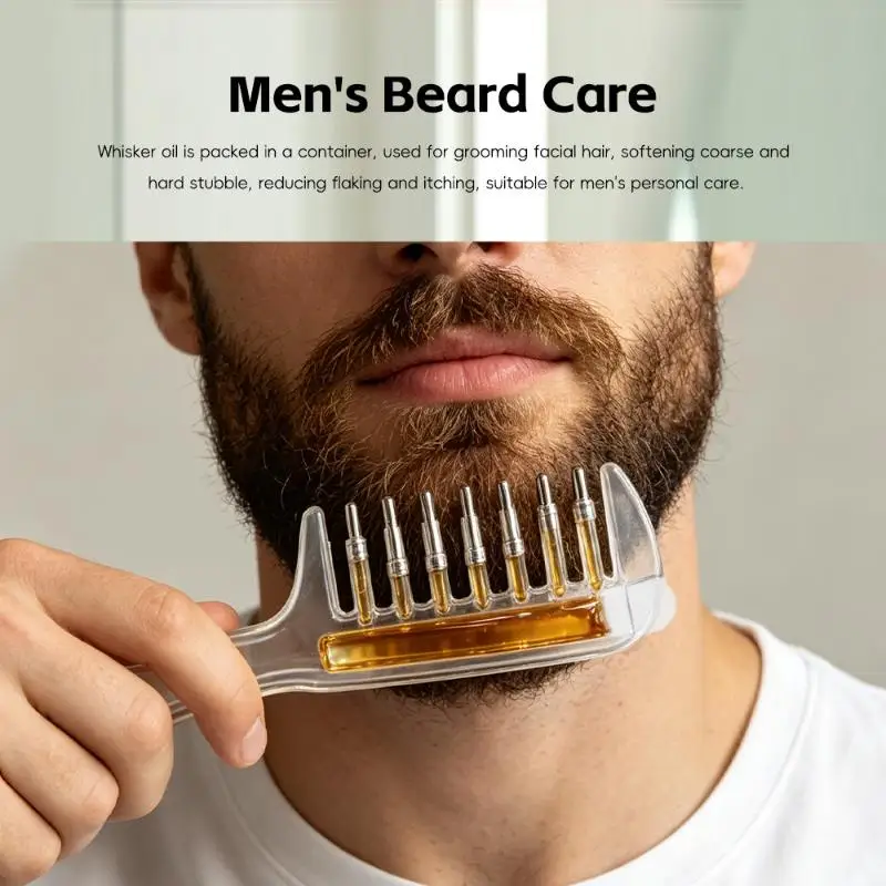 (.) Essential Oil Applicator Massage Comb With Built-In Liquid Reservoir Metal Teeth For Home Salon Hair Care And Grooming Tool
