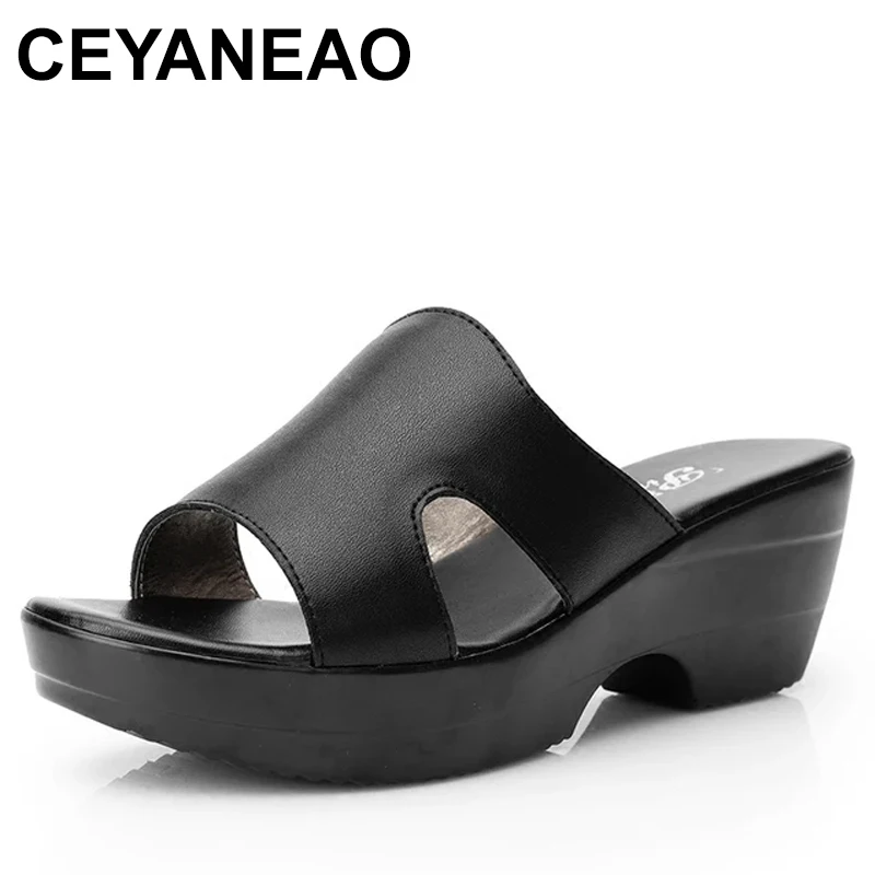 

Wedges Slippers For Women Summer New Ladies Platform Heels Women's Sandals Mother Shoes Woman's Black 2024Trend Shoes