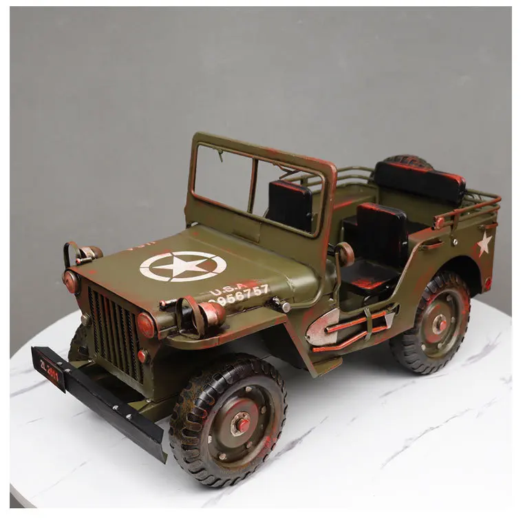 Creative retro WWII Jeep model handicrafts living room bookshelves desktop entrances home decoration housewarming gifts