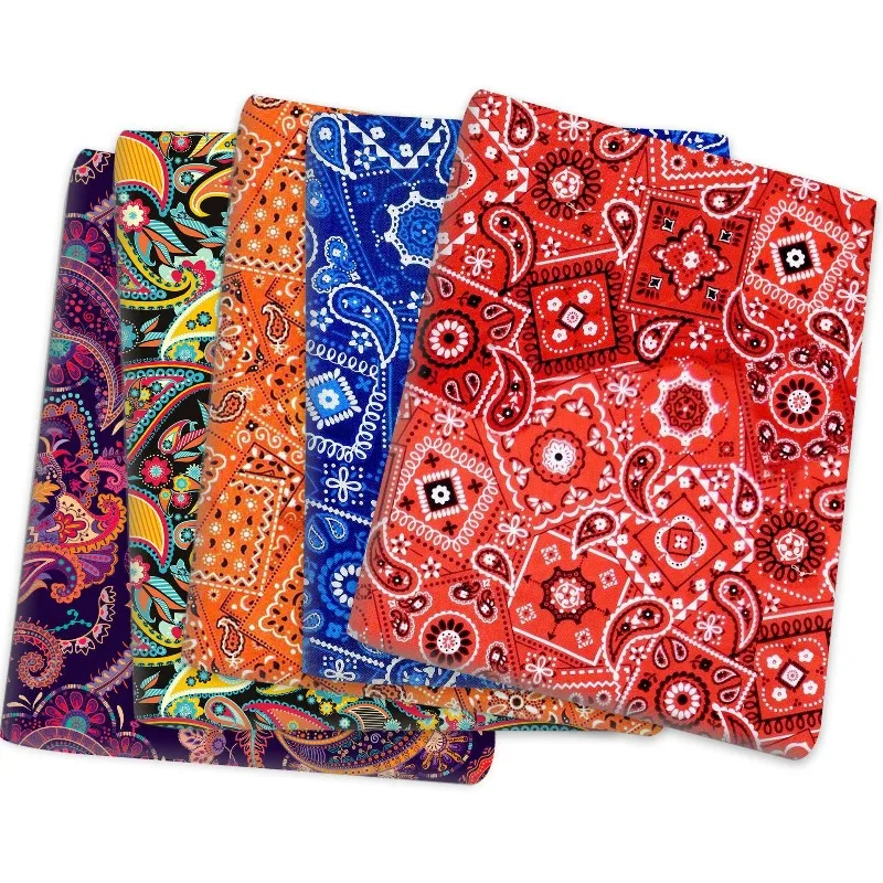 

Тонкая ткань с принтом под кешью для рукоделия, пэчворка, сумок, одежды, ткань для шитья на метры