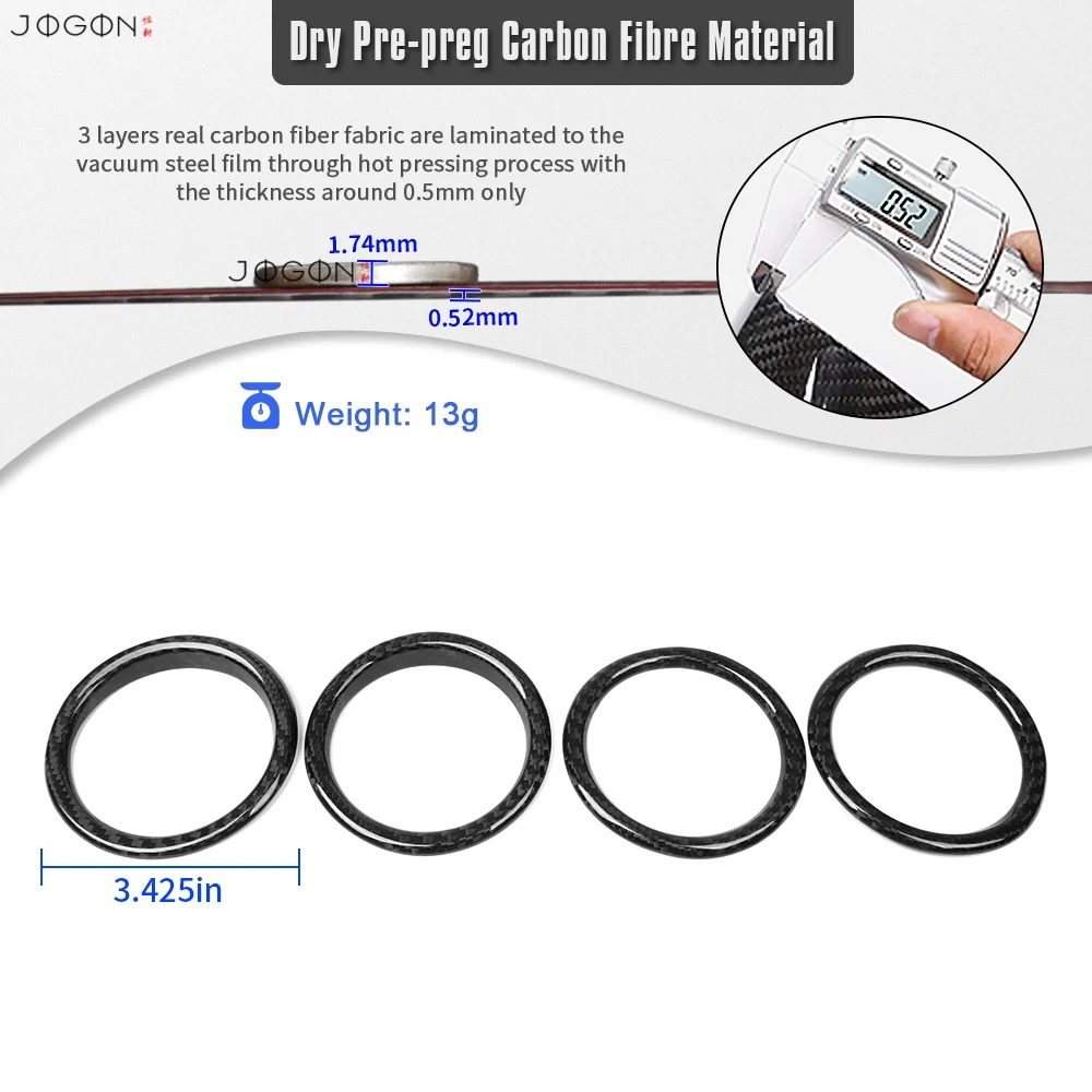 JT For Jeep Gladiator Overland Mojave Rubicon 2020 -2025 Real Carbon Fiber Center Ventilator Grille Ring Panel Protection 4PCS