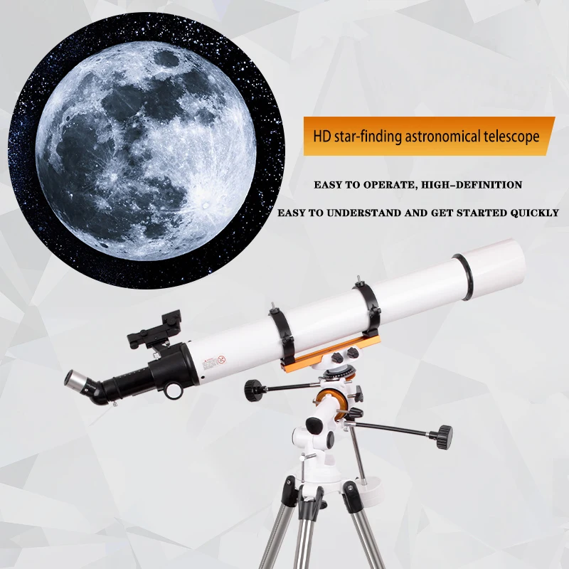 LUXUN Outdoor Professional Stargazing F90080MM Astronomical Telescope with Equatorial Mount  Refracting Space 