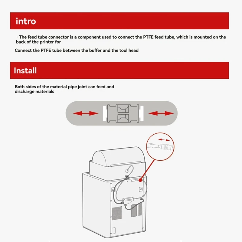3Pcs PTFE Pneumatic Fitting Tube Connector 1.75mm Filament Extruder Quick Connector for X1 X1C X1E P1P P1S-A82Z