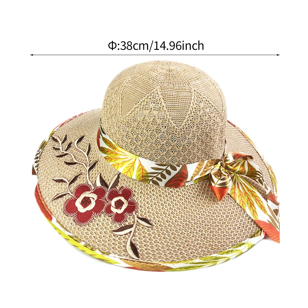 الصيف مابل ليف زهرة الشمس حماية بنما قبعة للنساء القوس الشريط الحواف الشاطئ Chapeu القش الإناث أغطية الرأس #4