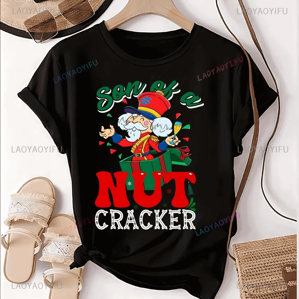 CRAZY NUTCRACKER LADY Printed T-shirt Top NUTCRACKER Neutral Trend Harajuku Short Sleeved Unisex Shirt Patterned Large T-shirt