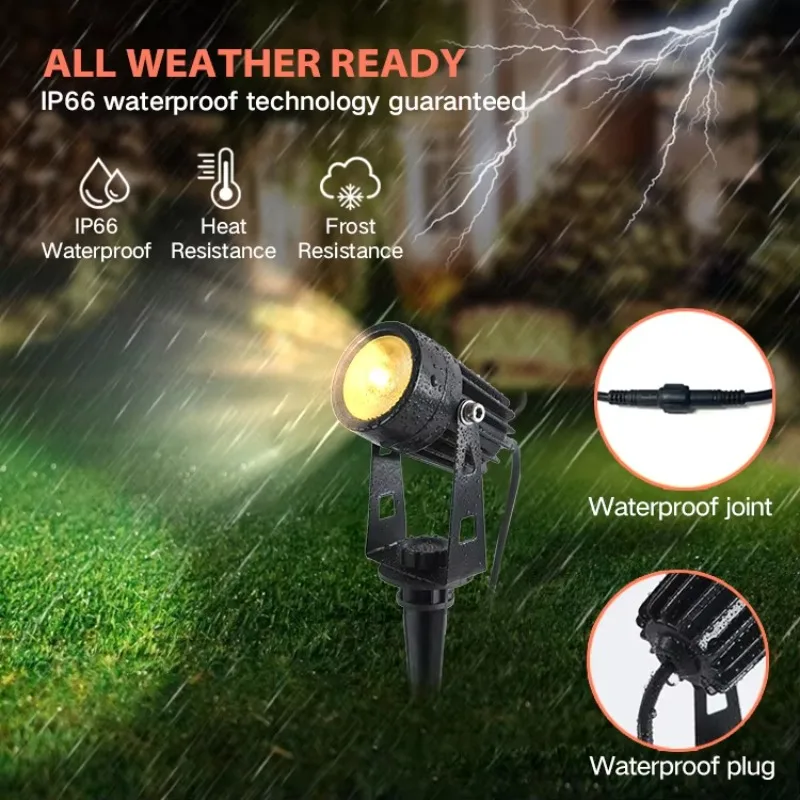 European Style Outdoor Waterproof Ce Decoratieve Lawn Mini Spike Spot Cob Led Rgbw Garden Light With High Quality Spotlight