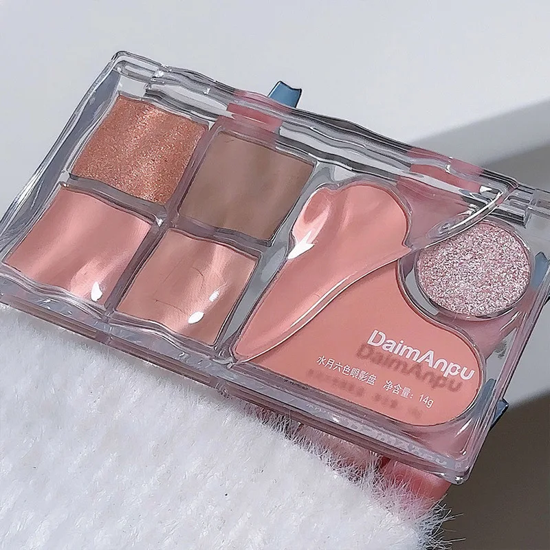 Palette di ombretti a sei colori, ombretto color terra opaco perlescente morbido e delicato