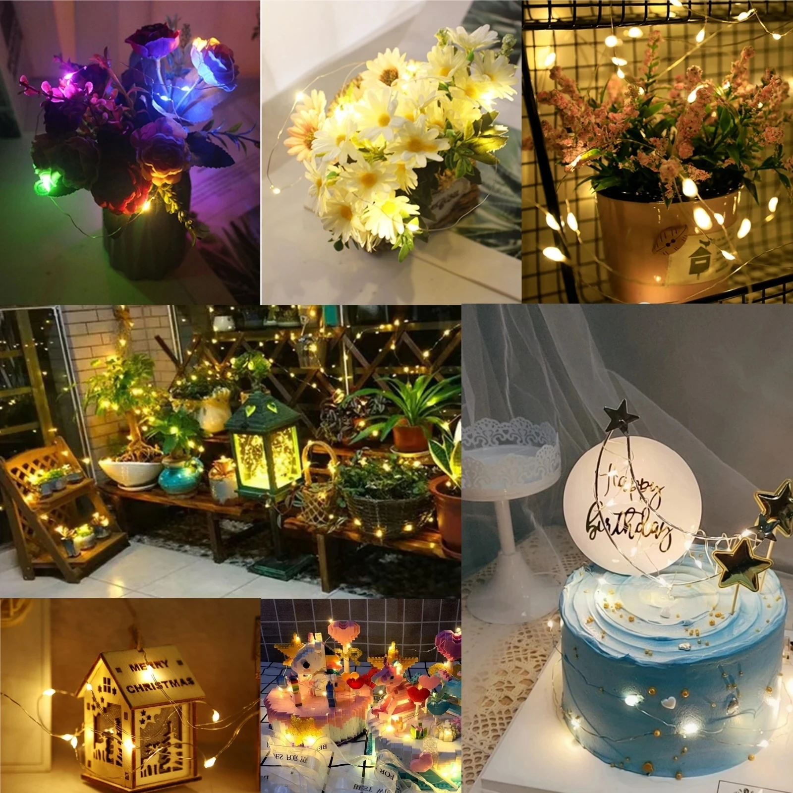 20Packs 1m LED String Lights Warm/Multicolor/Red/Green/Blue/Pink/Purple/White Christmas Atmosphere Firefly Lamp Starry Sky Light