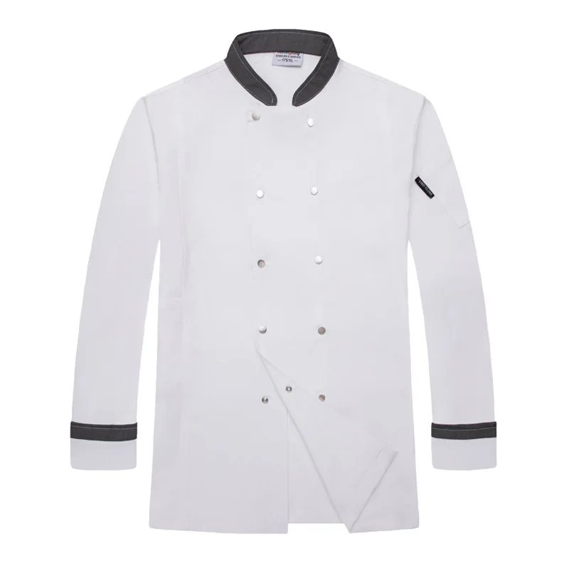 Uniforme de chef ocidental masculino, manga comprida, macacão de cozinha, hotel e restaurante, outono e inverno