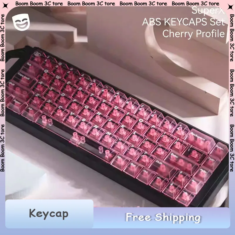 

LeleLab SupSup Pink Carnival Theme Keycap Set ABS Transparent KeyCap Cherry Profile Custom for Mechanical Keyboard