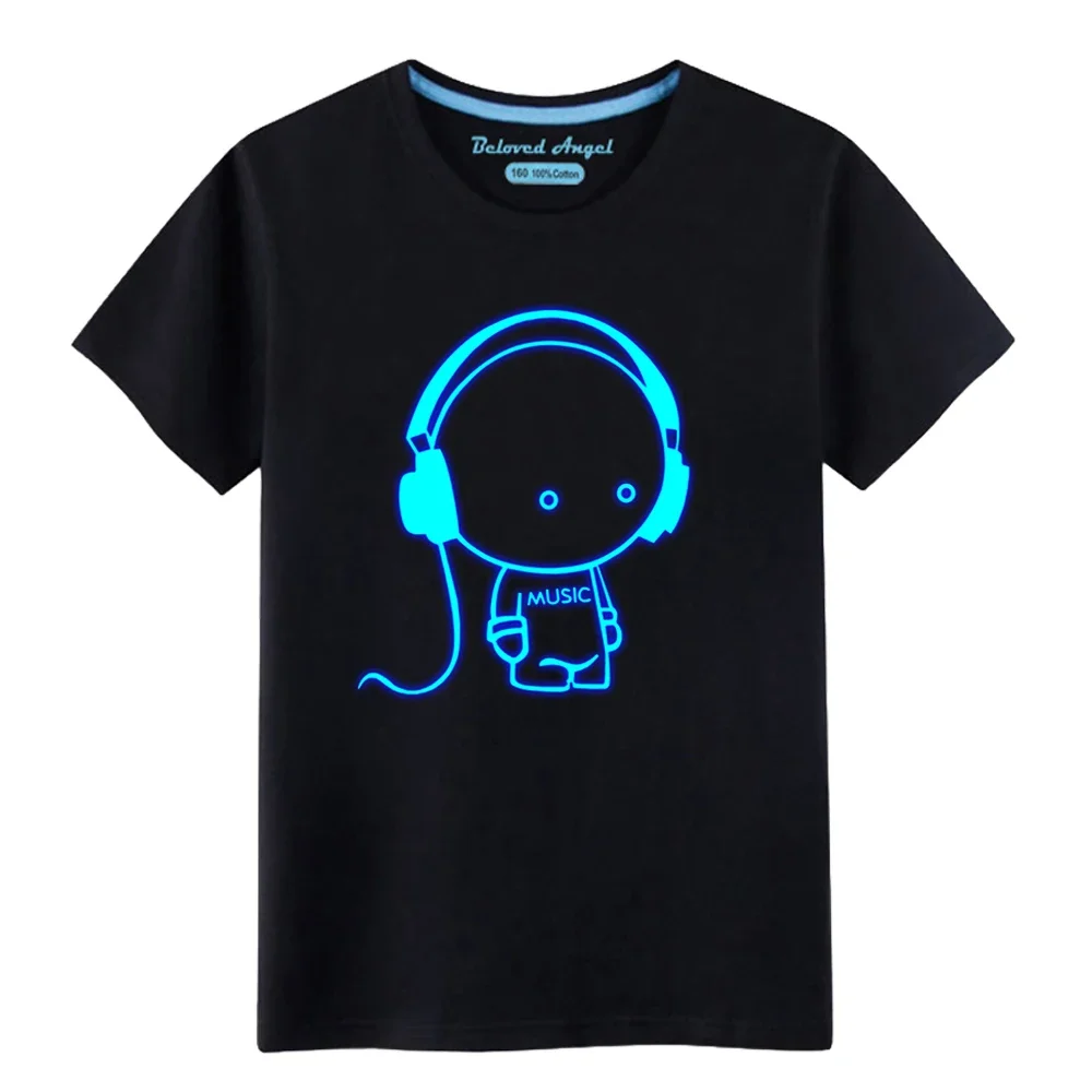 Children Luminous 3D Print T Shirts Boys Girls Tops Kids T-shirts Camiseta Toddler Cartoon Cotton Tee Shirts Summer Baby Clothes