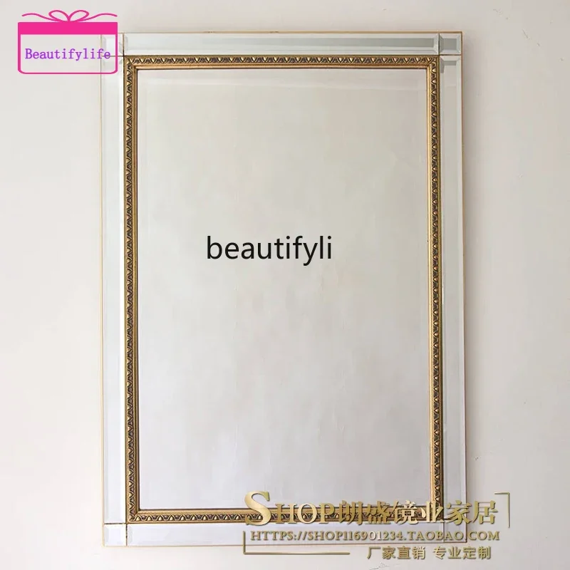 YL  European art entrance wall hanging American creative background wall carved decorative mirror customization