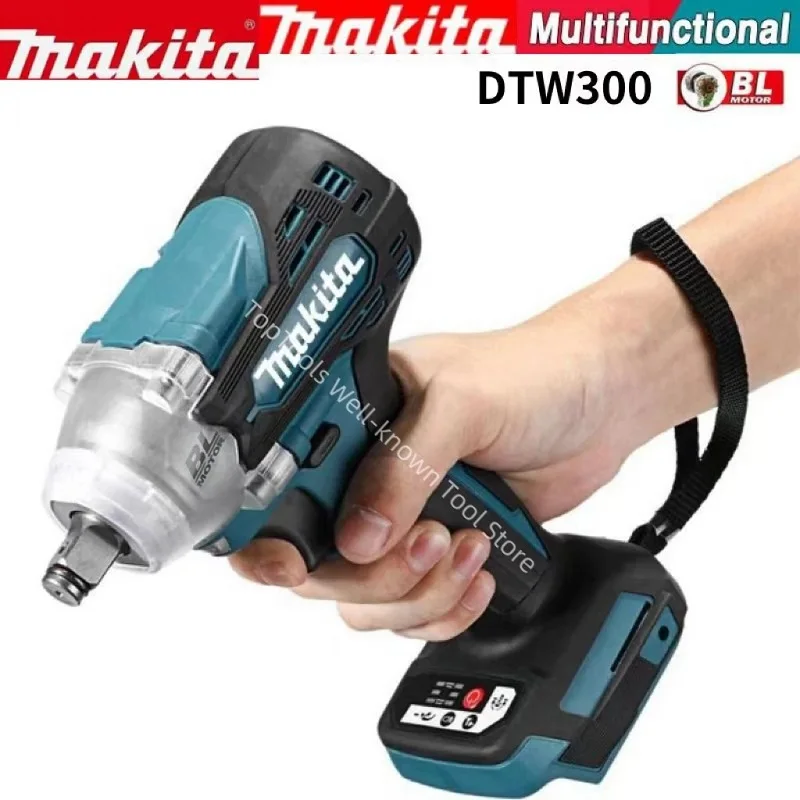 Makita DTW300 18V Cordless Impact Wrench Brushless Motor Torque 330Nm 1/2  Electric  Variable Speed Electric Multi-function Tool