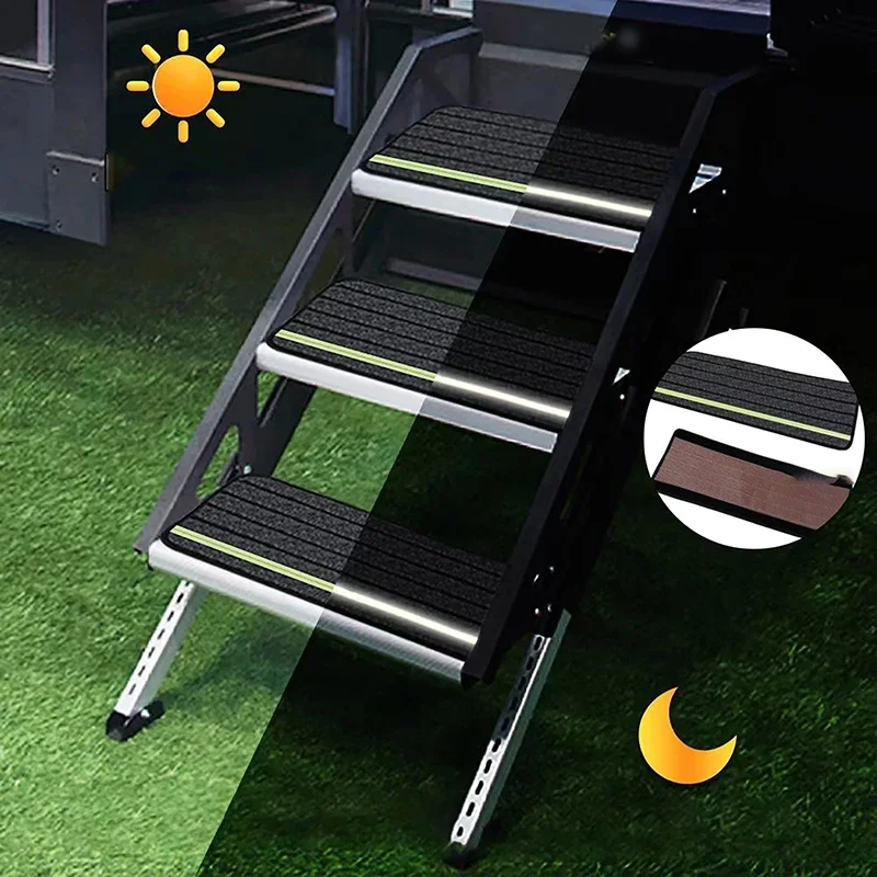 Set RV Carpet Step Mat, Dustproof and Non-slip Campervan Door Mats with Reflective Strips
