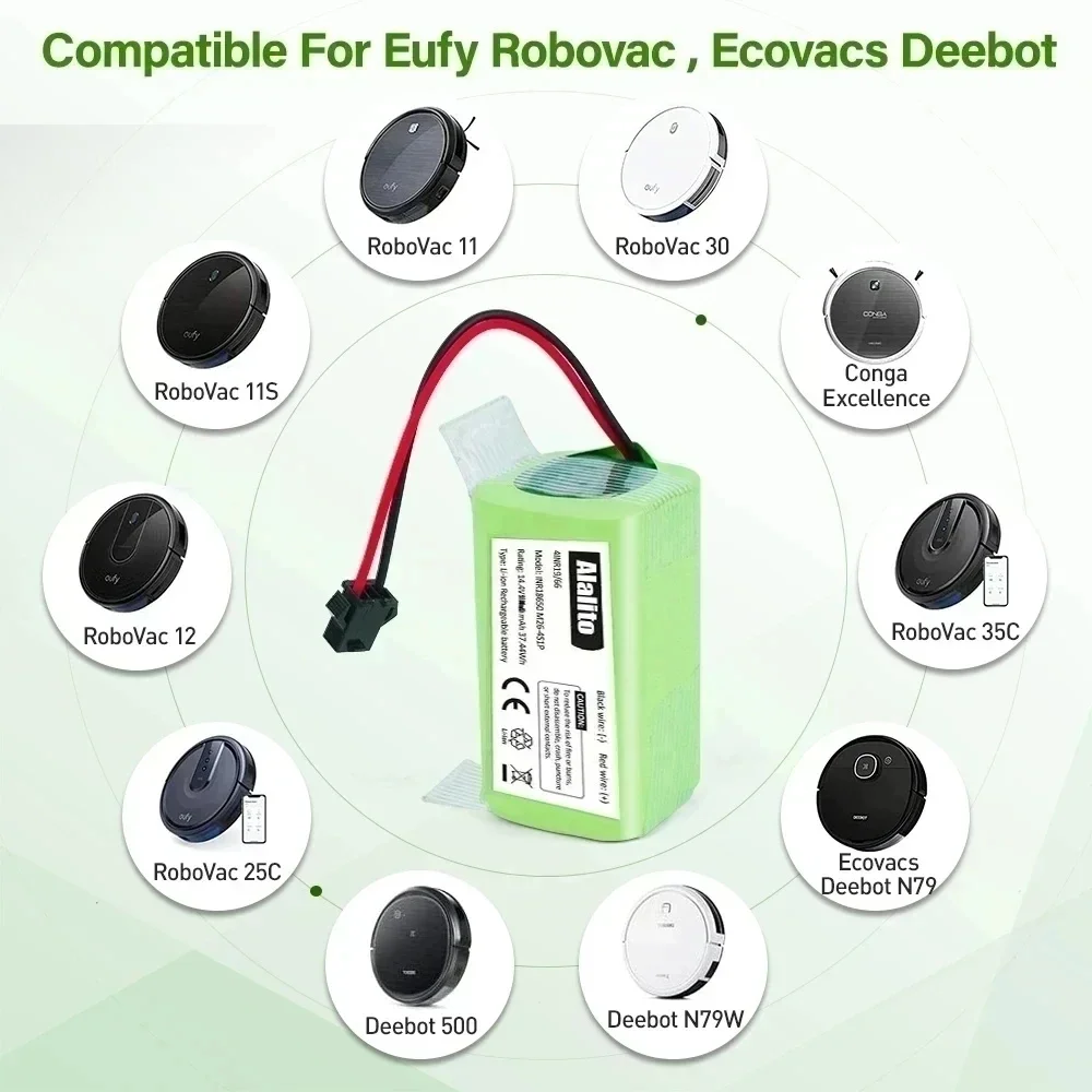 Batteria agli ioni di litio muslimex per Cecotec Conga Excellence 950 990 1090 Ecovacs Deebot DN621 601/605 Eufy RoboVac 35C Panda i7 V710