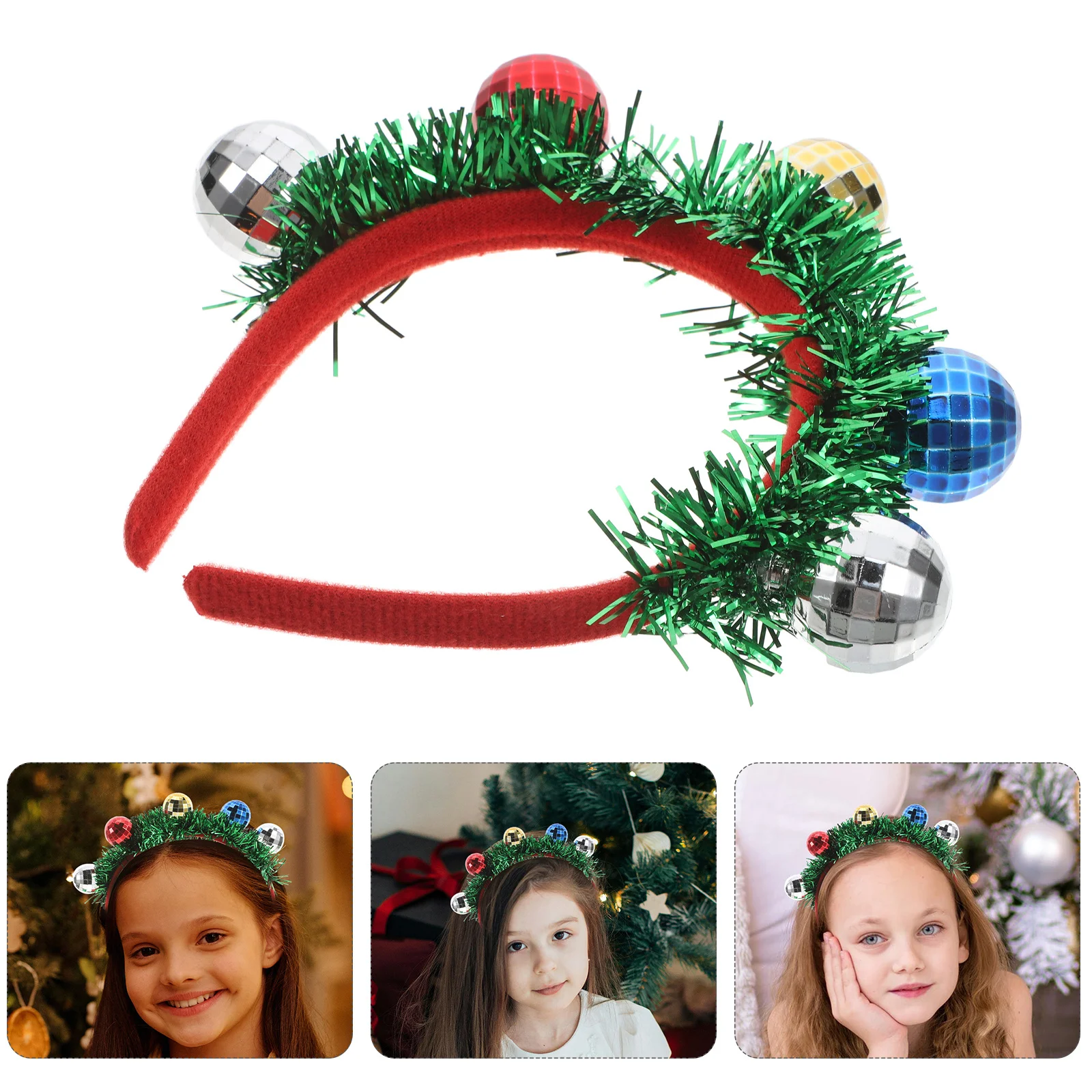 

4 pcs Christmas Ball Headband Decorative Hair Accessories Lightweight Festive Party Wear For Kids Teens Adults Holiday