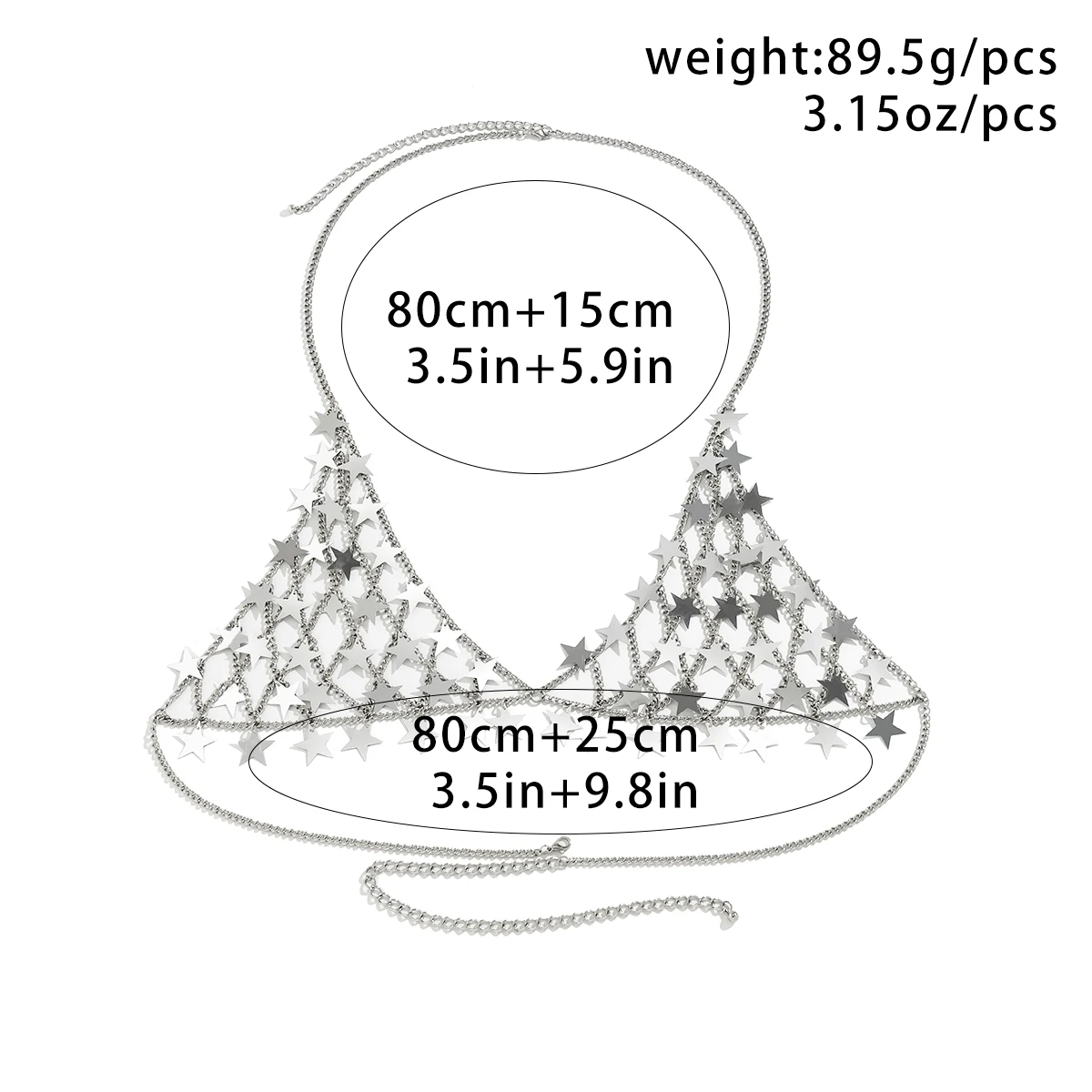 IngeSight.Z Sexy Hollow Star Sequins Tassel Bra Chest Chain for Women Summer Beach Link Body Chain Underwear Festival Jewelry