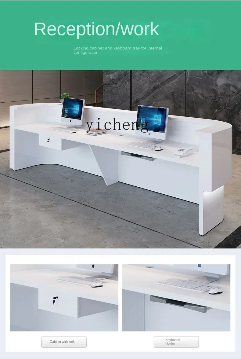 l1 white paint front desk company curved bar beauty salon checkout page early education kindergarten front desk