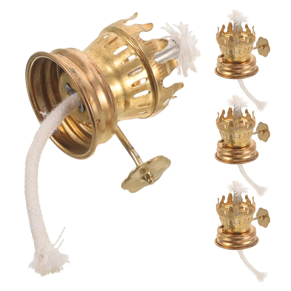 4pcs Vintage Regulator Oil Fitting Burner Replacement Wick Base Desktop Lamp Accessories For Home Camping Oil Lamp