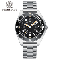 STEELDIVE SD1944 New 45MM Case Black Ceramic Bezel200M Waterproof NH35 Bright Luminous Sapphire Glass Automatic Dive Watch Reloj