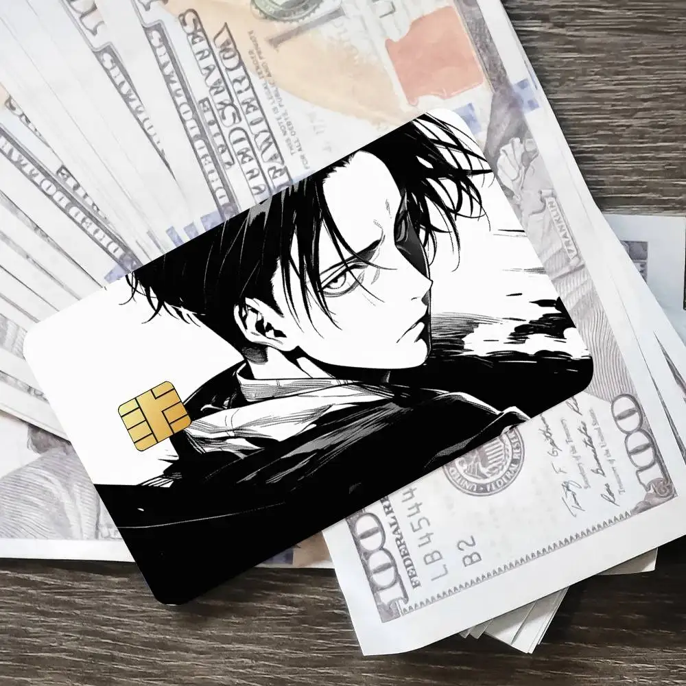 أنيمي A-الهجوم على تيتان ليفي المشارك الائتمان الجلد غطاء بطاقة ملصقات 4 قطعة فيلم حافلة تمرير الجبهة الديكور البنك الخصم مقاوم للماء #4